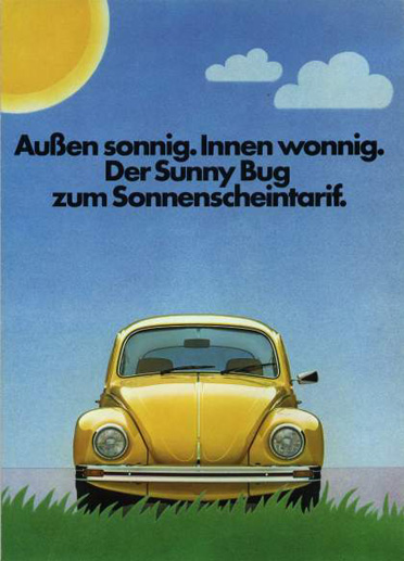 Die Original Werbung für den Sunny Bug von Volkswagen.
